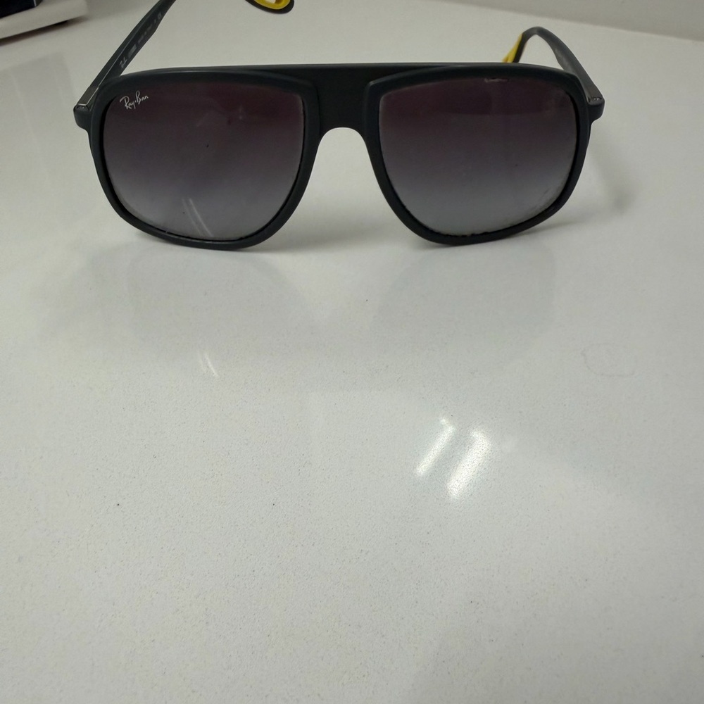 Ray-Ban x Ferrari Black Sunglasses Yellow Temple Tips Unisex - Picture 3 of 13